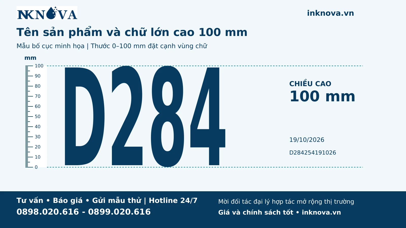 d284-25.4-05-chu-lon Mẫu mã QR và biểu trưng INKNOVA cao 100 mm cạnh thước đo