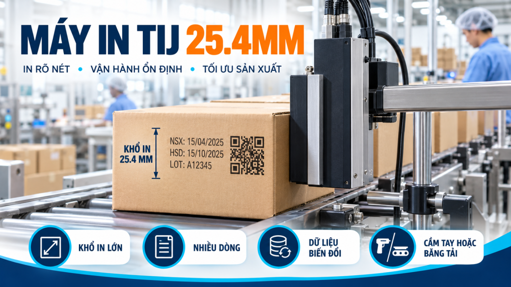 Máy in TIJ 25.4mm in date trên carton