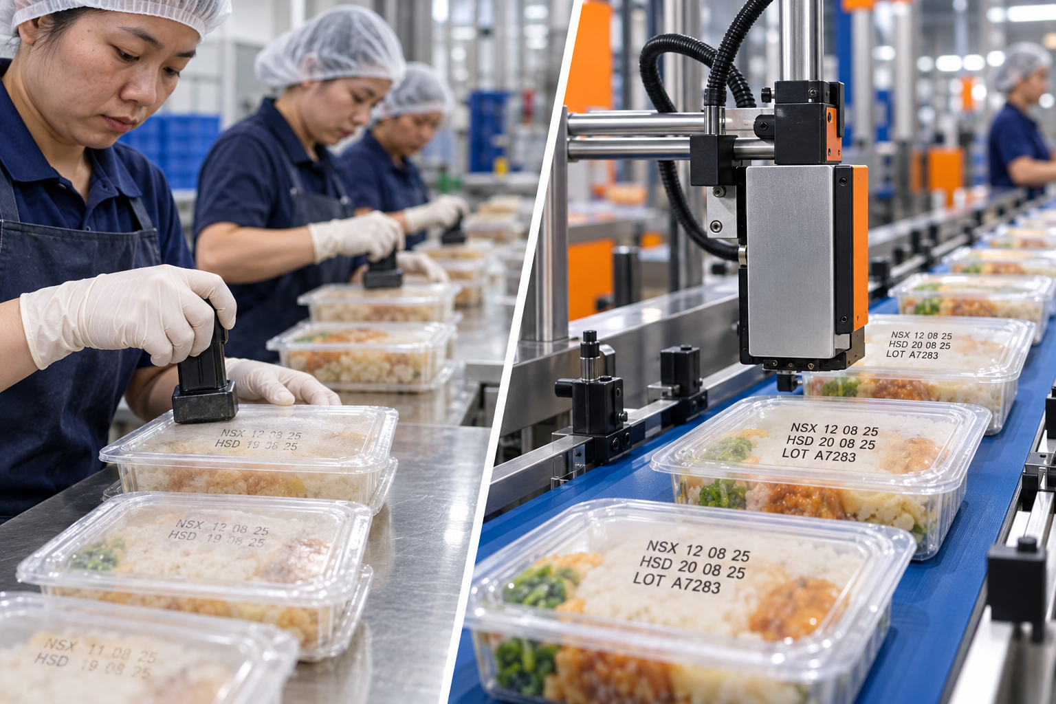 So sánh in date thủ công và máy in date tự động trong sản xuất