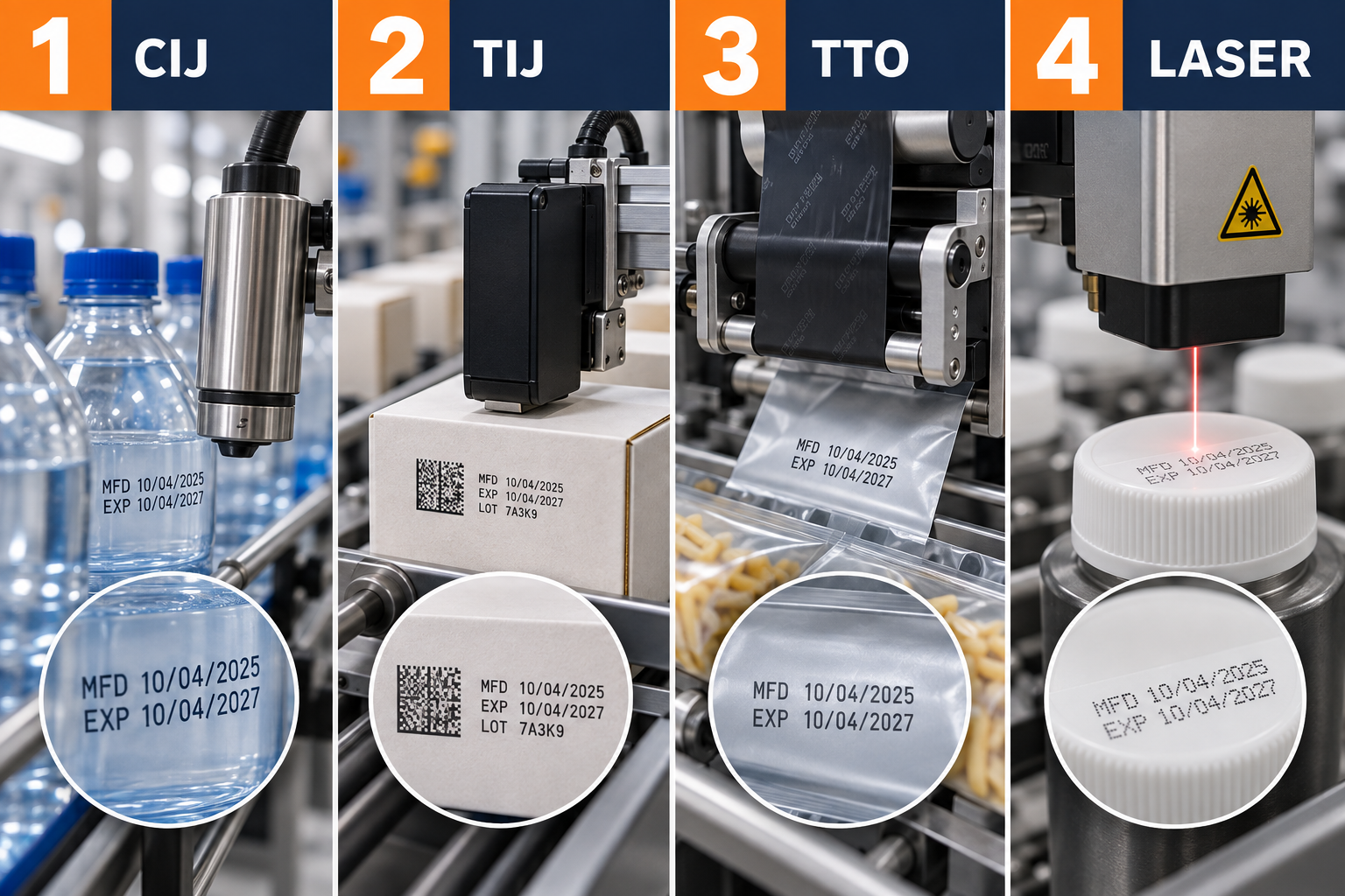 Các công nghệ in mã lô CIJ TIJ TTO laser