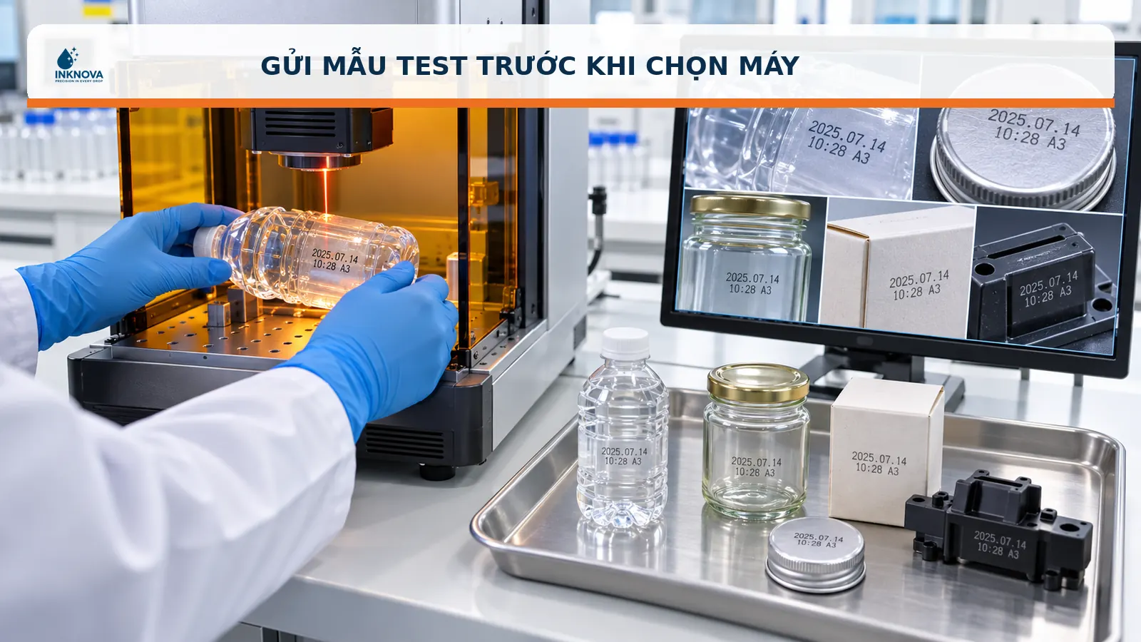 Gửi mẫu test máy in date laser tại Inknova