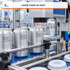 Laser fiber in date trên bao bì