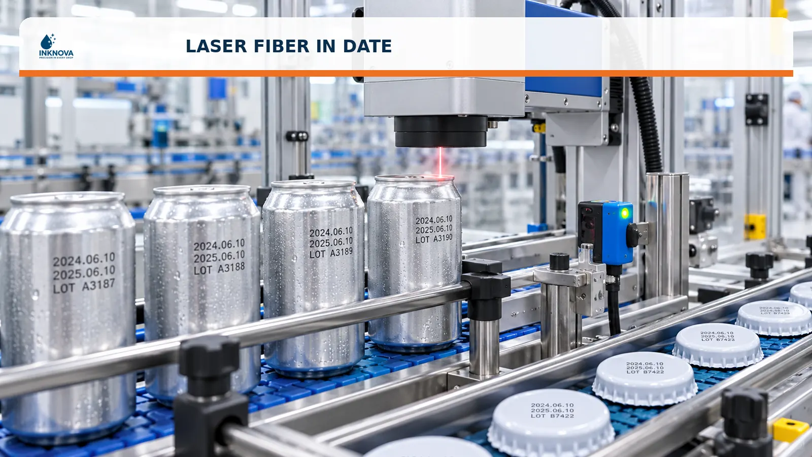 Máy laser fiber in date trên dây chuyền