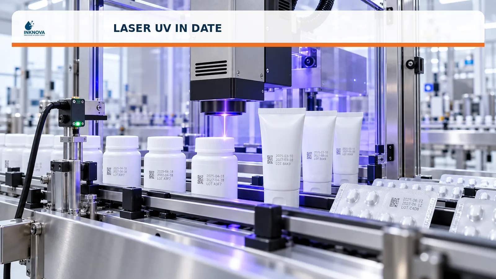Máy laser uv in date trên dây chuyền