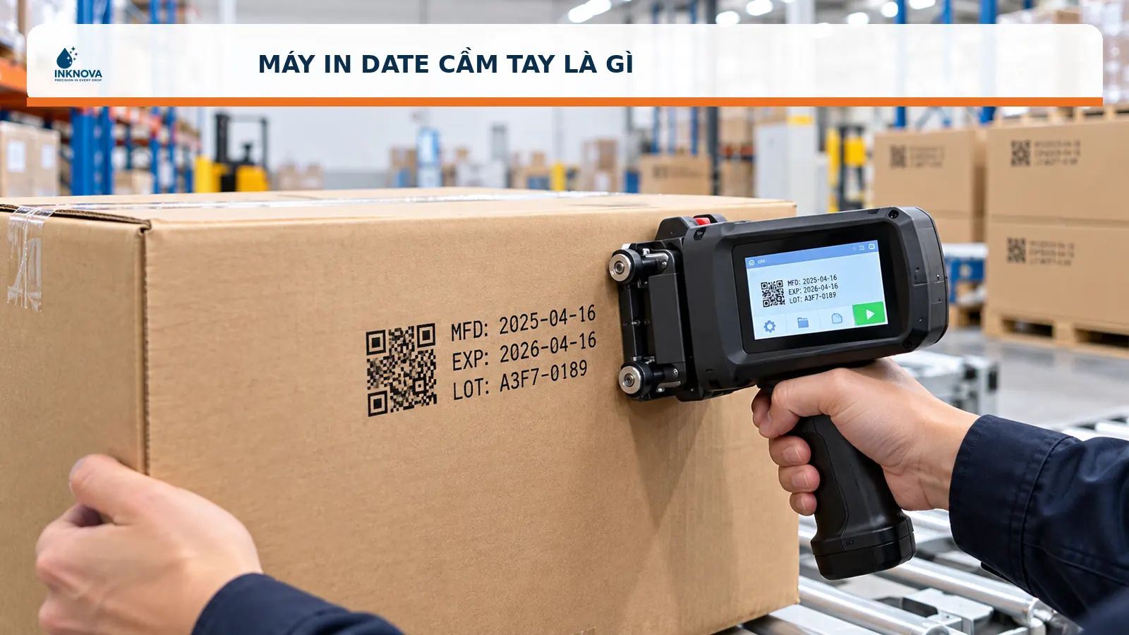 Máy in date cầm tay in trên thùng carton