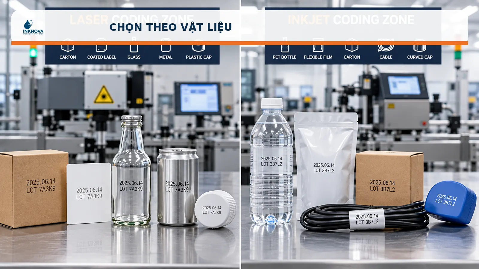 Chọn laser hay in phun theo vật liệu