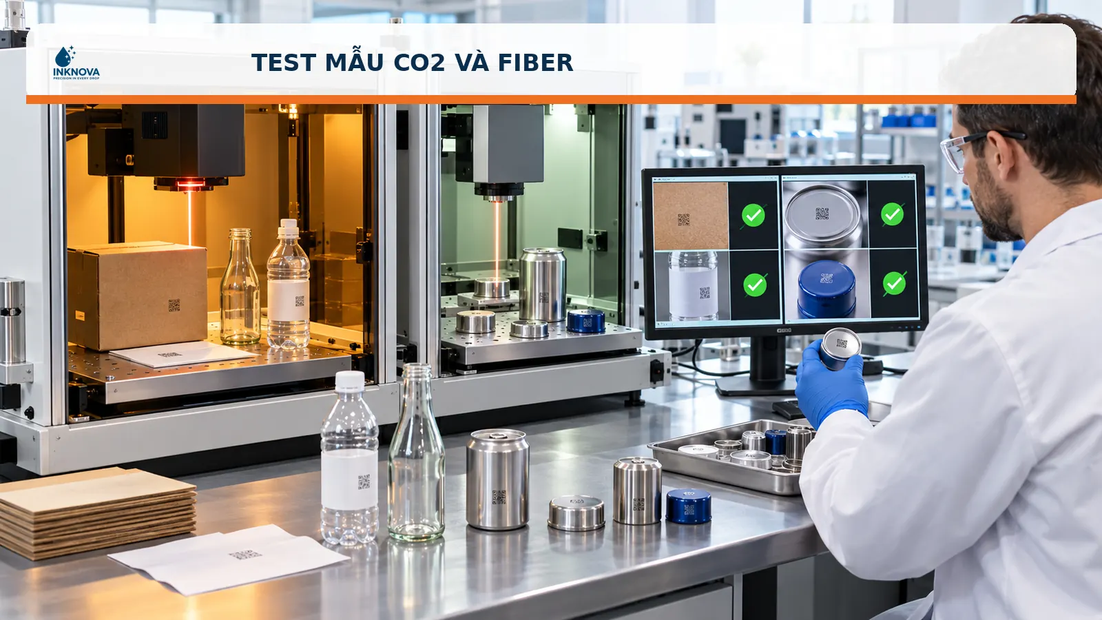 Test mẫu laser CO2 và fiber tại Inknova