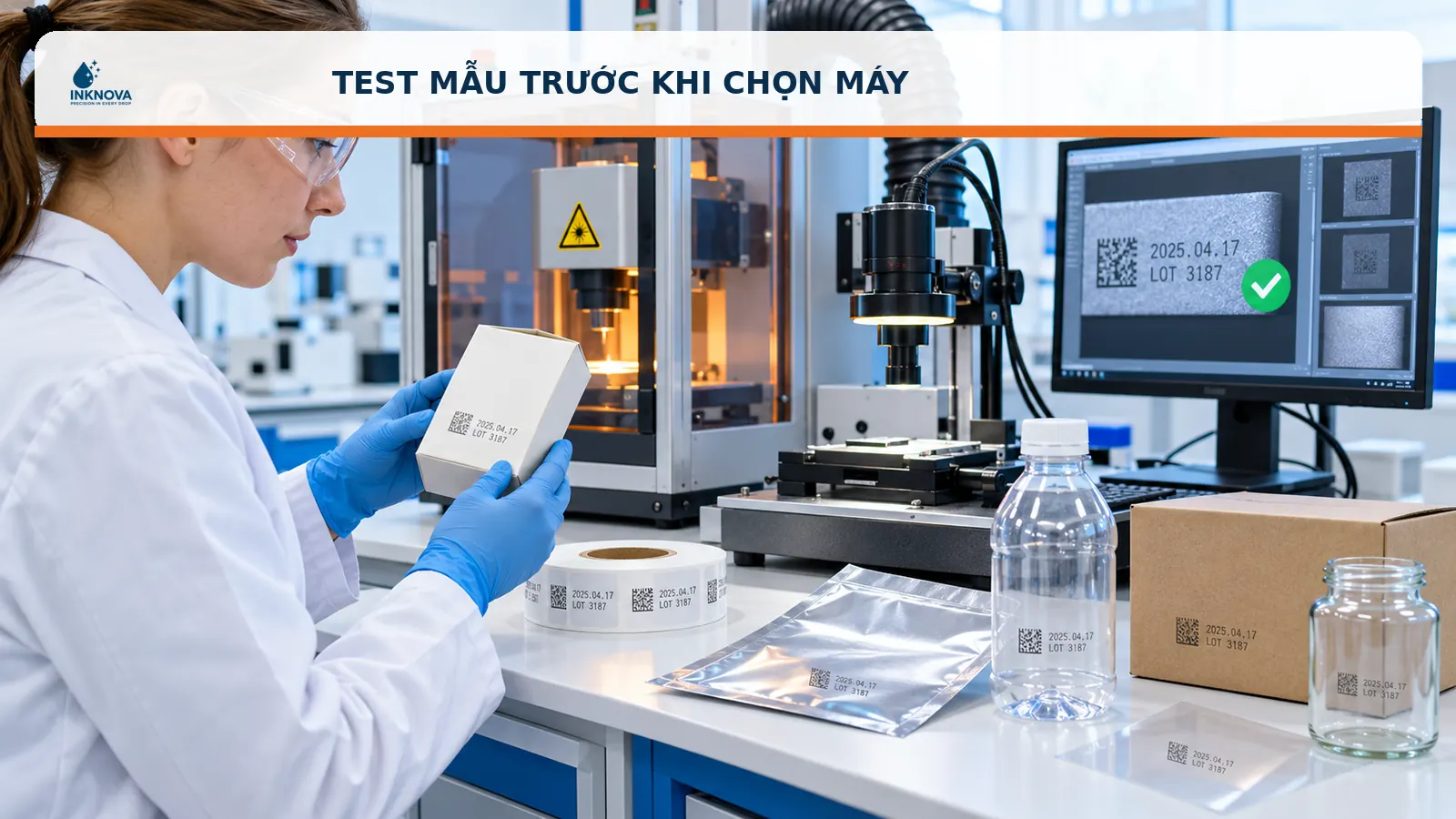 Test mẫu laser CO2 in date tại Inknova