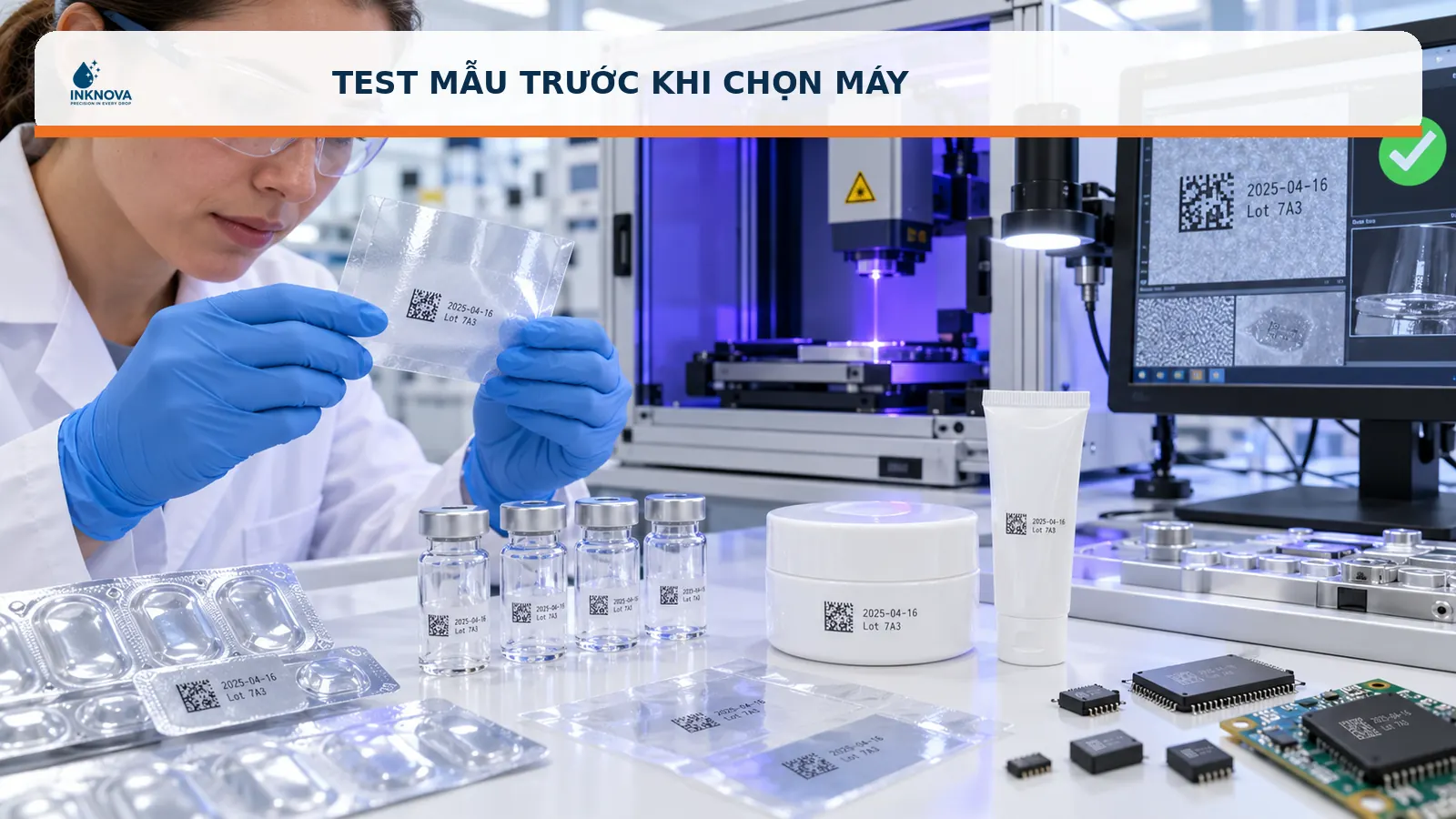 Test mẫu laser uv in date tại Inknova