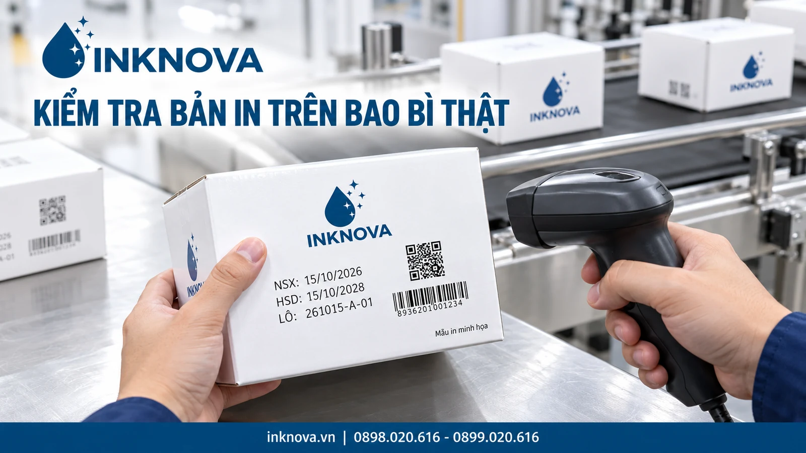 Máy in date băng tải Kiểm tra bản tin ngày tháng và mã trên hộp bao bì trước khi duyệt mẫu