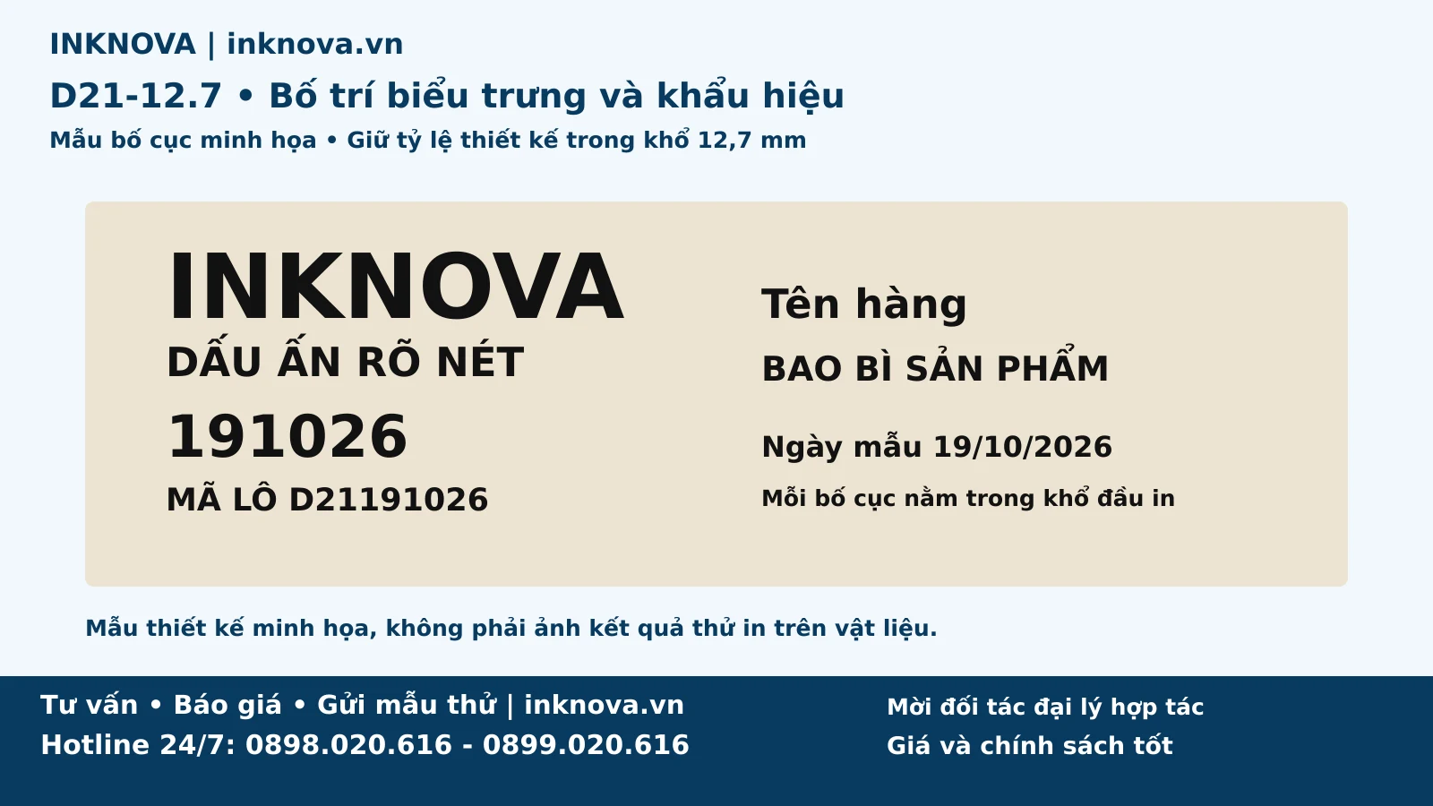 Mẫu biểu trưng INKNOVA khẩu hiệu và ngày mẫu cho D21-12.7