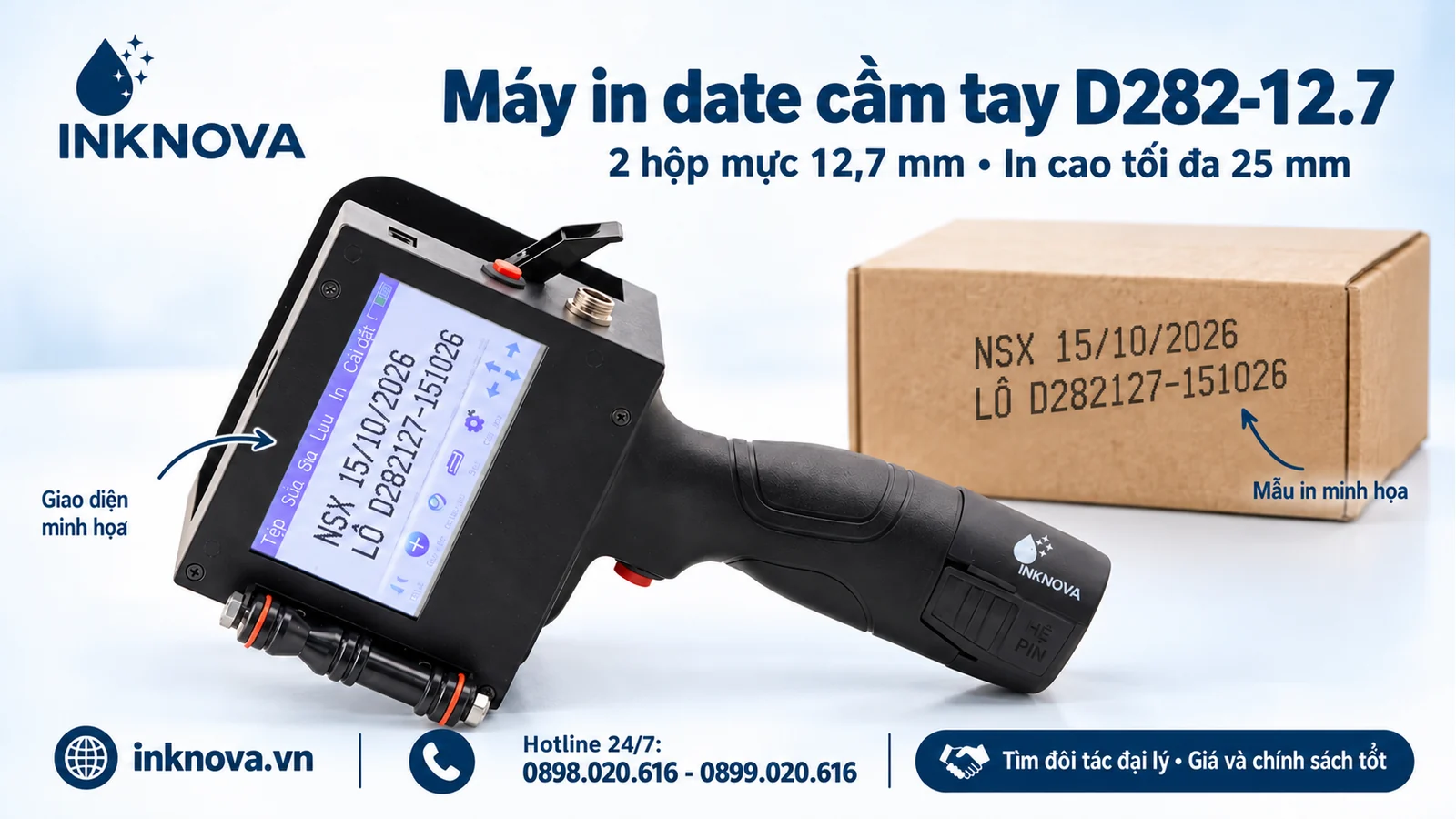 d282-12-7-01-tong-quan Máy in date cầm tay D282-12.7 INKNOVA hai đầu in cao tối đa 25 mm